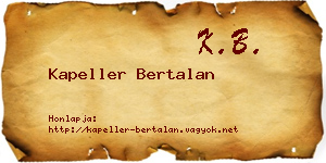 Kapeller Bertalan névjegykártya