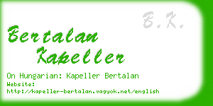 bertalan kapeller business card